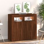 vidaXL Buffet avec lumières LED chêne marron 80x35x75 cm