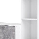 Meuble TV paroi murale - Blanc mat et béton clair - porte vitrée + 5 niches - 220 4 x 41 3 x 177 5 cm - PILVI