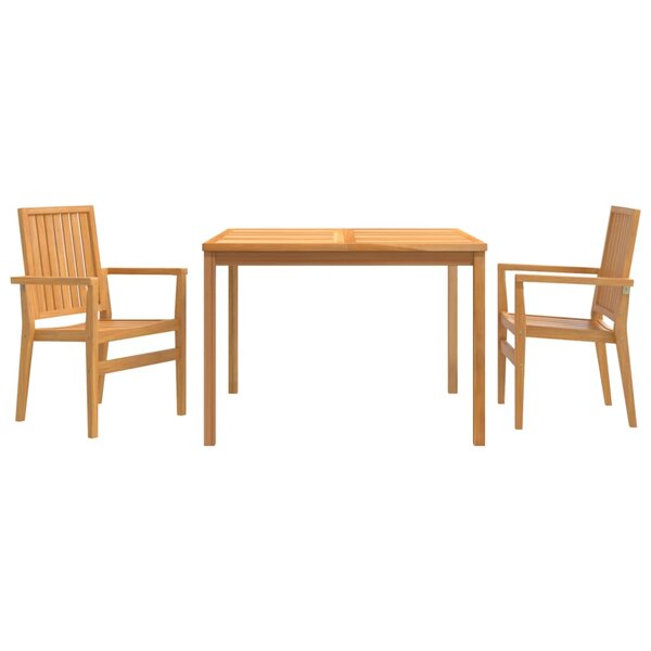 vidaXL Ensemble à manger de jardin 3 Pièces Bois de teck massif