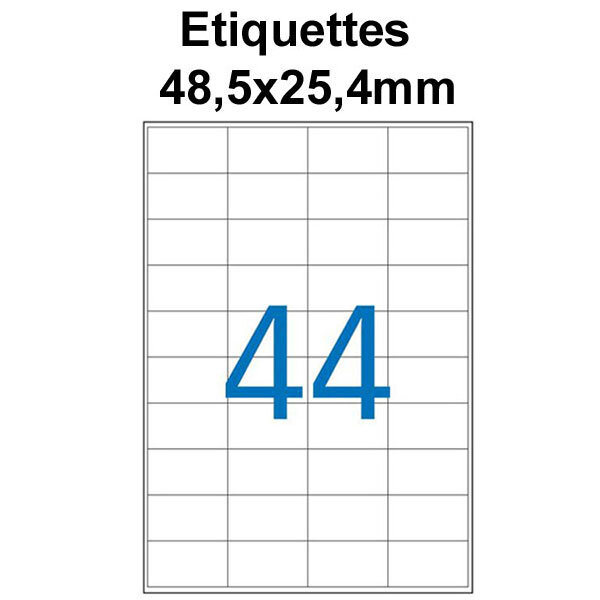 Étiquettes adhésives  48 5x25 4mm  (440 étiquettes) - blanc - 10 feuilles -t3azur