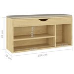 vidaXL Banc à chaussures avec coussin Chêne Sonoma Bois d'ingénierie