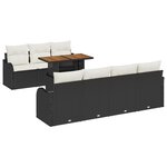 Ensemble de 8 pièces de canapés de jardin avec coussins en rattan poly noir