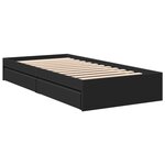 vidaXL Cadre de lit avec tiroirs noir 100x200 cm bois d'ingénierie