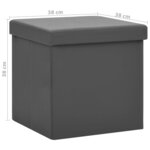 vidaXL Tabourets de rangement pliables lot de 2 gris PVC
