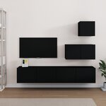 vidaXL Ensemble de meubles TV 4 Pièces Noir Bois d'ingénierie