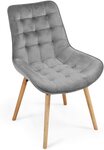 Lot de 6 chaises de salon salle à manger pied en bois et velours gris 01_0000740
