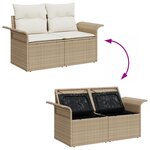 Ensemble de canapé de jardin 6 pièces avec coussins en poly rattan beige