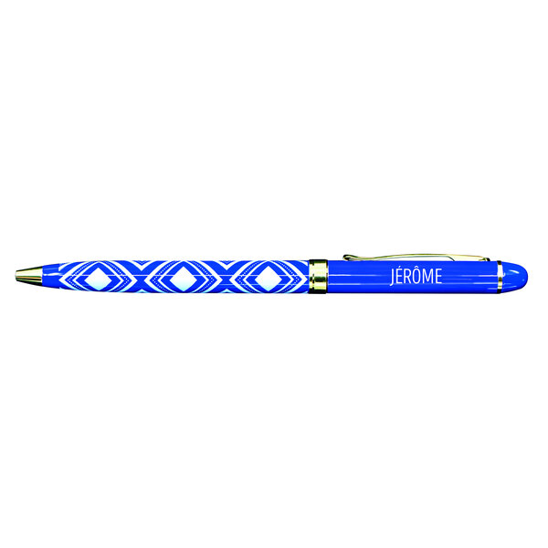 Stylo fin en métal laqué bleu - Jérôme