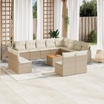 vidaXL Salon de jardin avec coussins 13 Pièces beige résine tressée