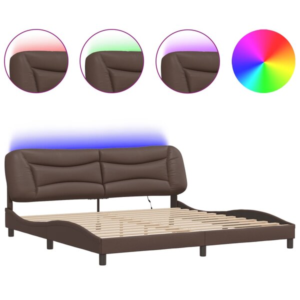 vidaXL Cadre de lit avec LED sans matelas marron 200x200 cm
