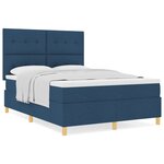 vidaXL Lit à ressorts avec matelas bleu 140x200 cm en tissu