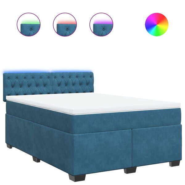 vidaXL Sommier à lattes de lit et matelas bleu 140x200 cm velours