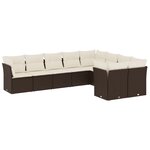 vidaXL Salon de jardin avec coussins 9 Pièces marron résine tressée