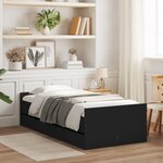 vidaXL Cadre de lit avec tiroirs sans matelas noir 100x200 cm