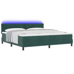Lit box spring vidaXL avec matelas et LED vert foncé 200x200 cm en velours