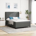 vidaXL Lit à ressorts avec matelas Gris foncé 140x190 cm Tissu