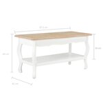 vidaXL Table basse Blanc et marron 87 5x42x44 cm Bois de pin massif