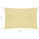 vidaXL Voile d'ombrage 160 g/m² Beige 3x6 m PEHD