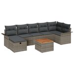 vidaXL Ensemble de Canapé de Jardin 8 Pièces avec Coussins Gris