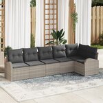 vidaXL Ensemble de canapé de jardin 6 pièces avec coussins gris clair en poly rotin