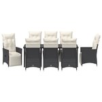 vidaXL Ensemble de Dîner de Jardin 9 Pièces avec Coussins Noir Rattan Poly