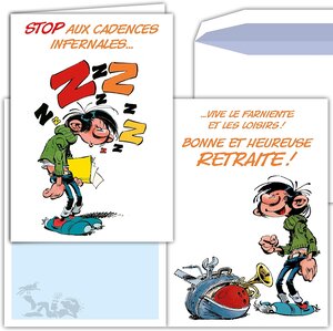 Maxi grande carte géante départ retraite gaston lagaffe franquin avec enveloppe