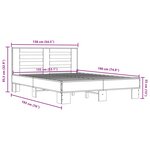 vidaXL Cadre de lit chêne fumé 135x190 cm bois d'ingénierie et métal