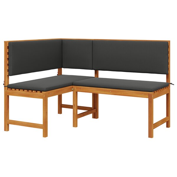 Banc d'angle de jardin vidaXL avec coussins 140x100x91 cm en bois massif d'acacia