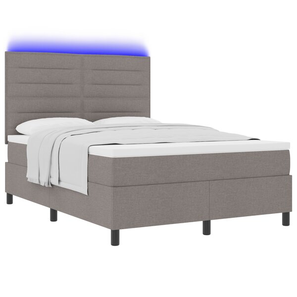 vidaXL Lit à ressort avec matelas et LED taupe 160x200 cm tissu