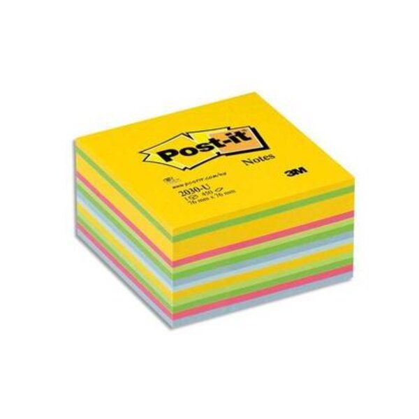 Bloc cube déco 7,6 x 7,6 cm 450 feuilles jaune ultra/multi couleur BP 3362030-U POST-IT