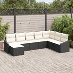 vidaXL Ensemble de Canapés de Jardin 8 Pièces avec Coussins Noir Poly Rattan