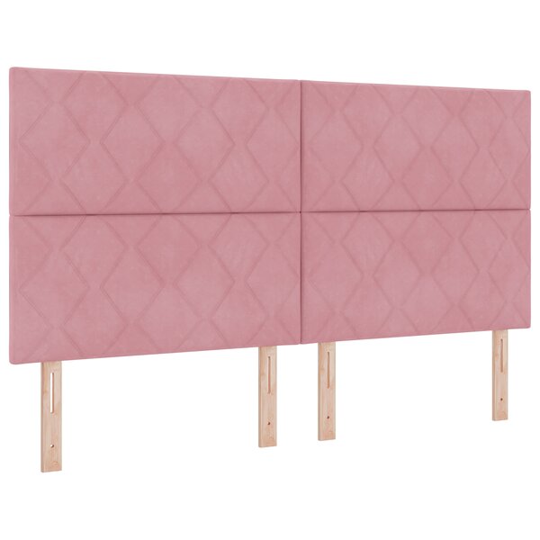 vidaXL Tête de lit en velours rose avec motif de blocs diamant de 180 cm
