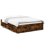 vidaXL Cadre de lit sans matelas chêne fumé 135x190 cm