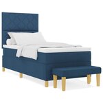 vidaXL Lit à ressorts avec matelas et banc bleu 90x190 cm tissu