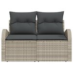 vidaXL Canapé de jardin 2 places avec coussins Gris clair Rattan