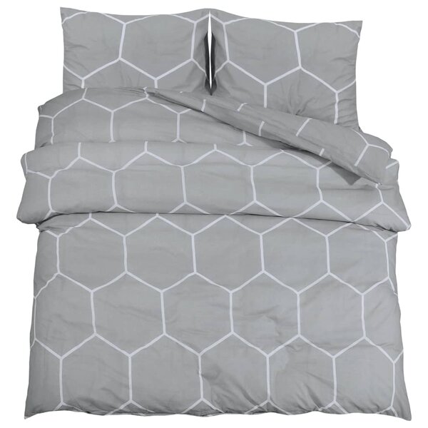 vidaXL Ensemble de housse de couette Gris 225x220 cm Coton
