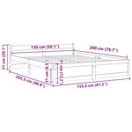 vidaXL Cadre de lit sans matelas noir bois massif 150x200 cm