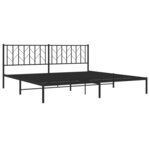 vidaXL Cadre de lit métal avec tête de lit noir 200x200 cm