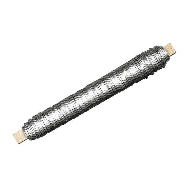 Fil floral recuit 0 65mm Argenté Rouleau en bois 100 g
