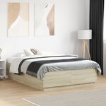 vidaXL Cadre de lit avec LED sans matelas chêne sonoma 140x190 cm