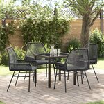 vidaXL Ensemble de Salle à Manger de Jardin de 5 Pièces avec Coussins en Rattan Poly Noir