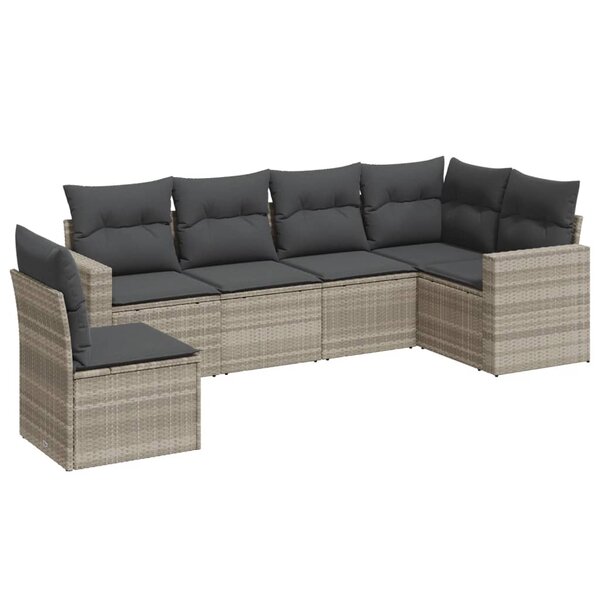 vidaXL Salon de jardin 6 Pièces avec coussins gris clair résine tressée