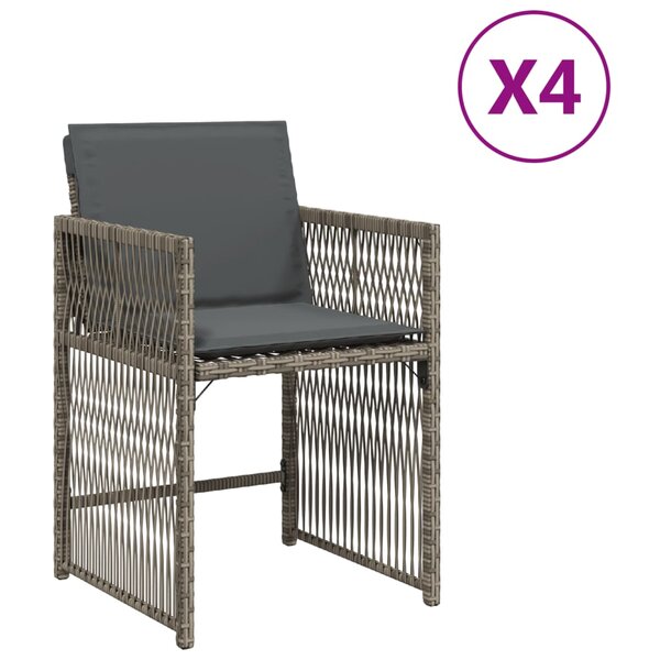 vidaXL Chaises de jardin avec coussins lot de 4 gris résine tressée