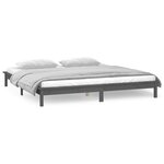 vidaXL Cadre de lit à LED sans matelas gris 140x190 cm bois massif