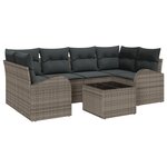 Ensemble de Sofa de Jardin de 7 Pièces avec Coussins Gris Poly Rattan