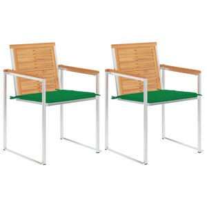 vidaXL Chaises de jardin avec coussins 2 Pièces Teck solide et acier
