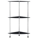 vidaXL Étagère 3 niveaux Noir 30x30x67 cm Verre trempé