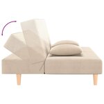 vidaXL Canapé-lit à 2 places avec deux oreillers crème tissu