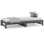 vidaXL Lit coulissant Gris 2x(90x200) cm Bois de pin massif