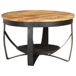 vidaXL Table basse Ø68x43 cm Bois de manguier brut